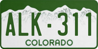 CO license plate ALK311