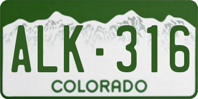 CO license plate ALK316