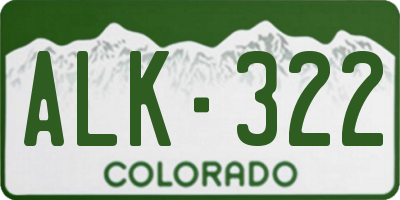 CO license plate ALK322