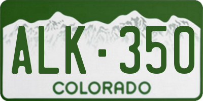 CO license plate ALK350