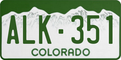 CO license plate ALK351