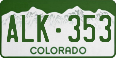 CO license plate ALK353