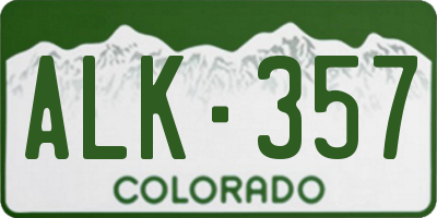CO license plate ALK357