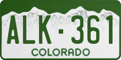 CO license plate ALK361