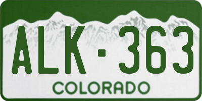 CO license plate ALK363