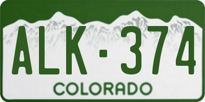 CO license plate ALK374