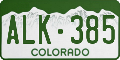 CO license plate ALK385