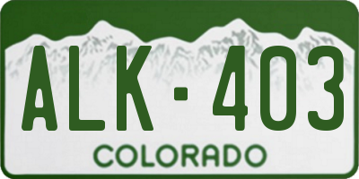 CO license plate ALK403