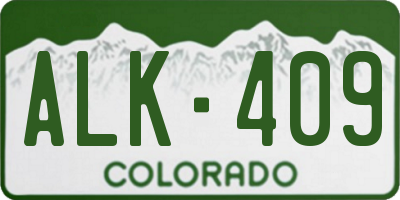 CO license plate ALK409