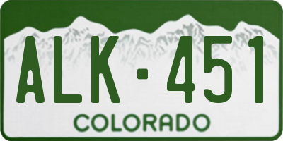 CO license plate ALK451