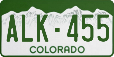 CO license plate ALK455