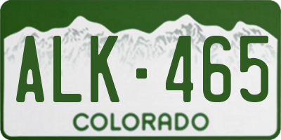 CO license plate ALK465