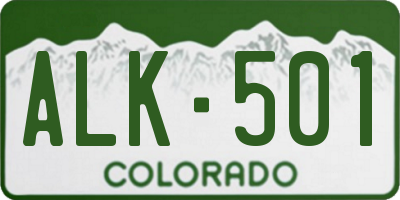 CO license plate ALK501