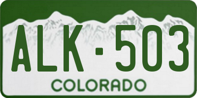 CO license plate ALK503