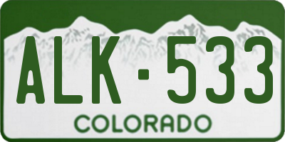CO license plate ALK533