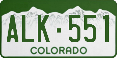 CO license plate ALK551