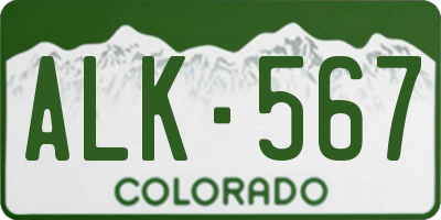 CO license plate ALK567