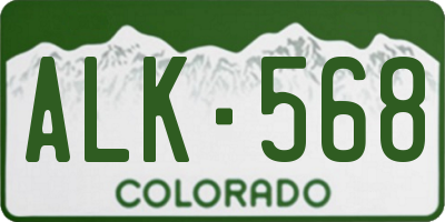CO license plate ALK568
