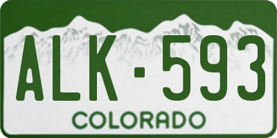 CO license plate ALK593