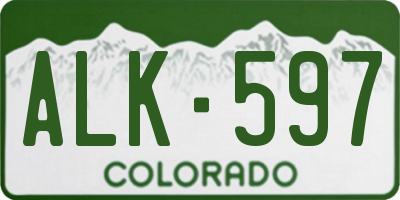 CO license plate ALK597