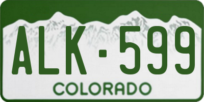 CO license plate ALK599