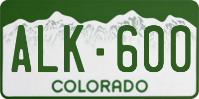 CO license plate ALK600