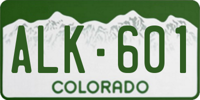 CO license plate ALK601