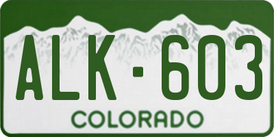CO license plate ALK603