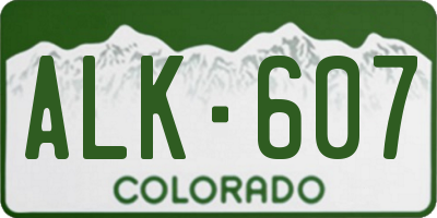 CO license plate ALK607