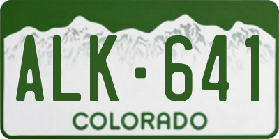 CO license plate ALK641