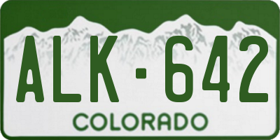 CO license plate ALK642