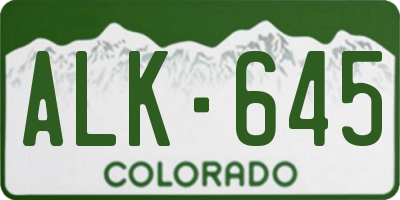 CO license plate ALK645