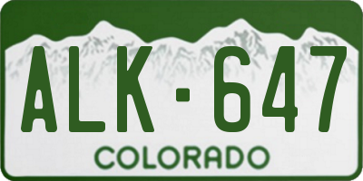 CO license plate ALK647