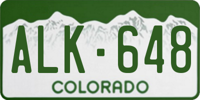CO license plate ALK648