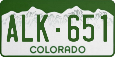 CO license plate ALK651