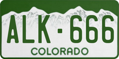 CO license plate ALK666