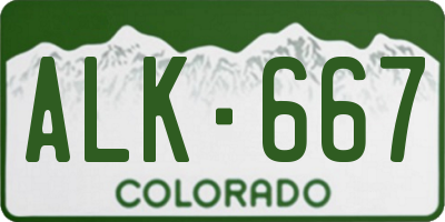 CO license plate ALK667