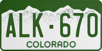 CO license plate ALK670