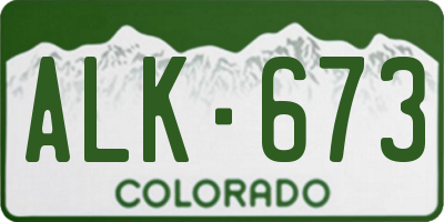 CO license plate ALK673