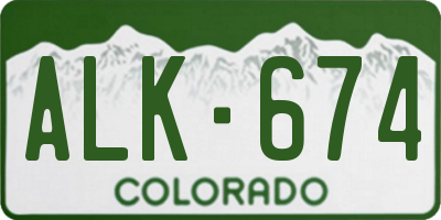 CO license plate ALK674