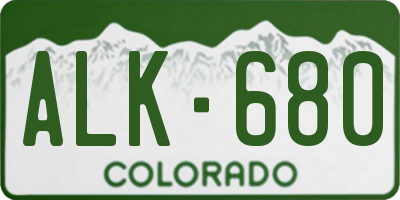 CO license plate ALK680