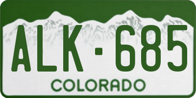CO license plate ALK685
