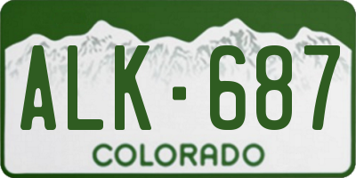 CO license plate ALK687