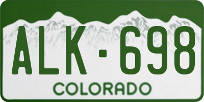 CO license plate ALK698