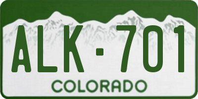 CO license plate ALK701