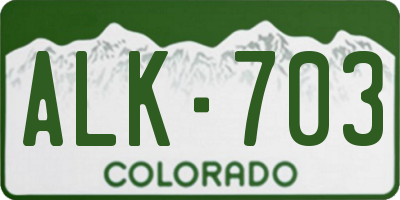 CO license plate ALK703