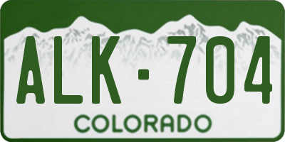 CO license plate ALK704