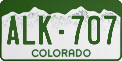 CO license plate ALK707