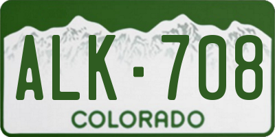 CO license plate ALK708