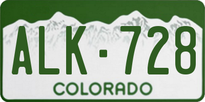 CO license plate ALK728